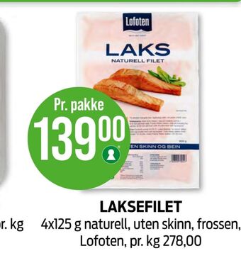 Kiwi Lofoten laksefilet tilbud
