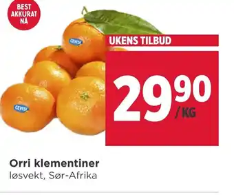 Meny Orri klementiner tilbud