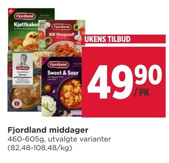 Meny Fjordland Middager tilbud