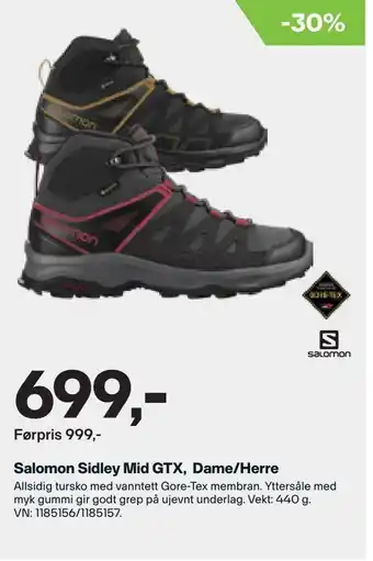 XXL Sport Salomon sidley mid gtx, dame/herre tilbud