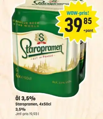 Eurocash Öl 3.5% Staropramen 4x50 cl. tilbud