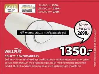 JYSK Wellpur Gold T110 Overmadrass tilbud