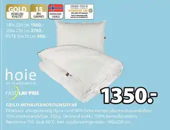 JYSK Høie Of Scandinavia Geilo Moskusandedunsdyne tilbud