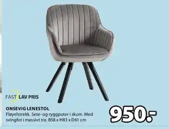 JYSK Fast Lav Pris Onsevig Lenestol tilbud