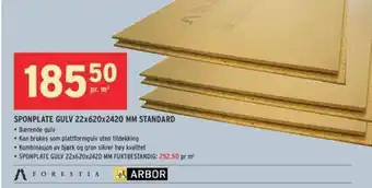 Montér Sponplate Gulv 22x620x2420 mm Standard tilbud