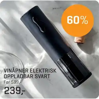Vinåpner elektrisk oppladbar svart