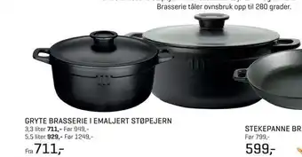 Jernia Gryte brasserie i emaljert støpejern tilbud