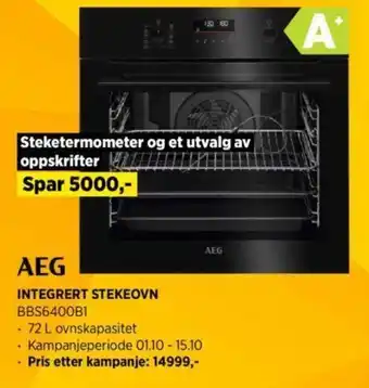 POWER INTEGRERT STEKEOVN BBS6400B1 tilbud