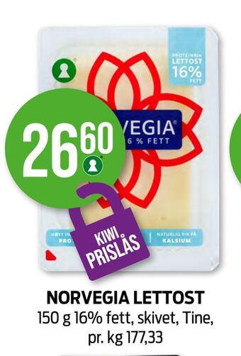 Kiwi Norvegia skiveost tilbud