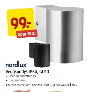 Jula Veggspotlys ip54, gu10 tilbud