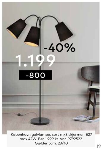 Skeidar København gulvlampe tilbud