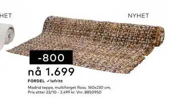 Skeidar Madrid teppe, multifarget floss tilbud
