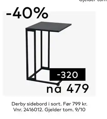 Skeidar Derby sidebord i sort tilbud