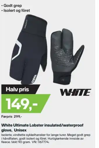 XXL Sport White Ultimate Lobster Insualted/Waterproof Glove Unisex tilbud