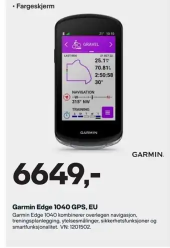 XXL Sport Garmin Edge 1040 GPE, EU tilbud