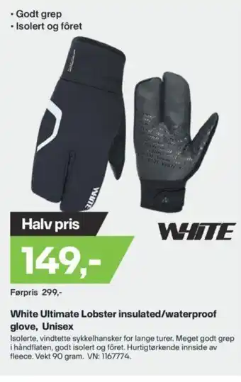 XXL Sport White Ultimate Lobster insulated / waterproof glove, Unisex tilbud