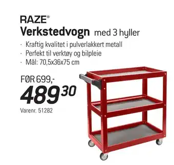 Thansen Verkstedvogn med 3 hyller tilbud