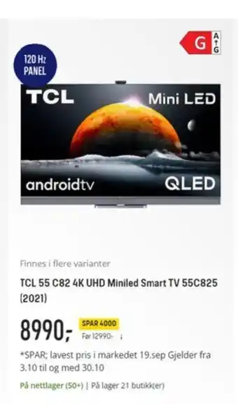 Elkjøp TCL 55 C82 4K UHD Miniled Smart TV 55C825 (2021) tilbud