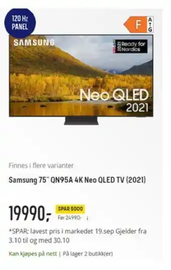 Elkjøp Samsung 75" QN95A 4K Neo QLED TV (2021) tilbud