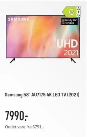 Elkjøp Samsung 58" AU7175 4K LED TV (2021) tilbud