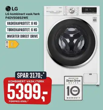 Skousen Lg kombinert vask/tørk f4dv508s2we tilbud