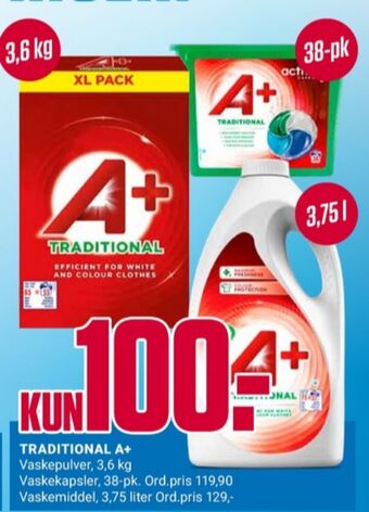 Europris A+ vaskepulver tilbud