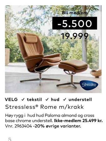 Skeidar Stressless® rome m/krakk tilbud