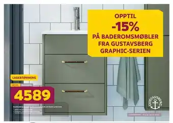 Megaflis Gustavsberg graphic baderomsmøbel 45 cm grønn u/servant tilbud