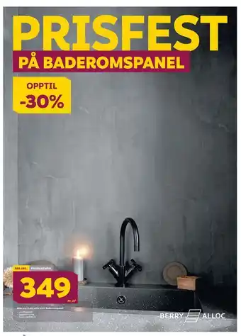 Megaflis Alloc sort kalk satin slett baderomspanel tilbud