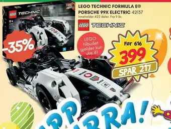 Extra Leker Lego technic formula e® porsche 99x electric tilbud