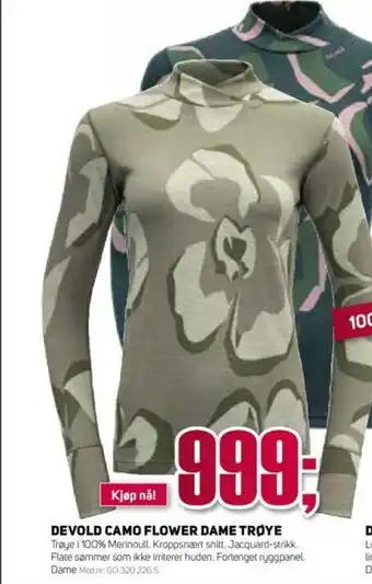 Sport 1 Devold Camo Flower Dame Trøye tilbud