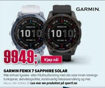 Sport 1 Garmin Fenix 7 Sapphire Solar tilbud
