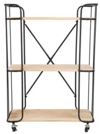 Clas Ohlson Hylle med hjul, tre/metall tilbud