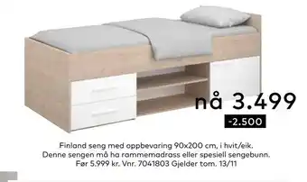 Skeidar Finland seng med oppbevaring tilbud