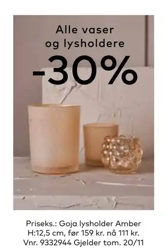 Skeidar Goja lysholder amber tilbud