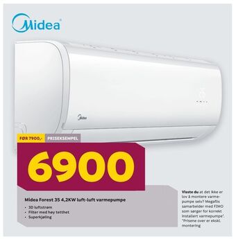 Megaflis Midea forest 35 4,2kw luft-luft varmepumpe tilbud