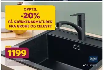 Megaflis Grohe start kjøkkenbatteri m/lav tut matt sort tilbud