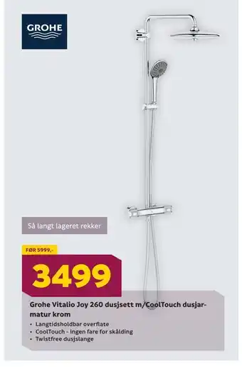 Megaflis Grohe vitalio joy 260 dusjsett m/cooltouch dusjar matur krom tilbud