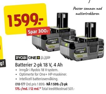 Jula Batterier 2-pk 18 v, 4 ah tilbud