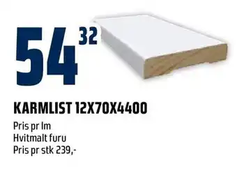 Obs Bygg Karmlist 12x70x4400 tilbud