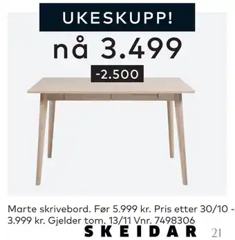 Skeidar Marte skrivebord tilbud