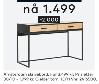 Skeidar Amsterdam skrivebord tilbud