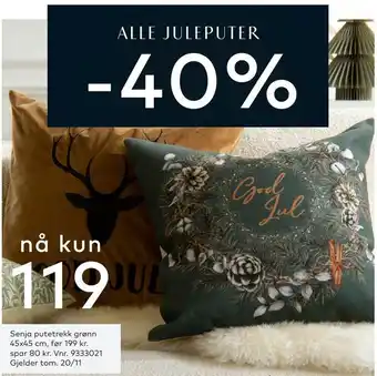 Skeidar Senja putetrekk grønn tilbud