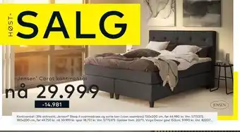 Skeidar Kontinental i 394 antrasitt, jensen® sleep ii overmadrass og sorte ben tilbud