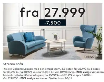 Skeidar Stream sofa tilbud