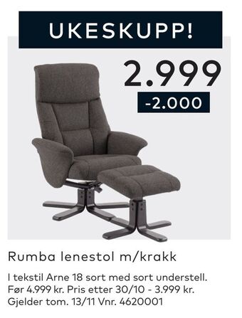 Skeidar Rumba lenestol m/krakk tilbud