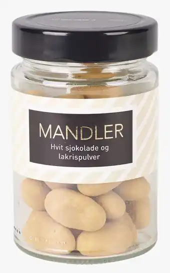 M/hvit sjokolade og lakrispulver brun
