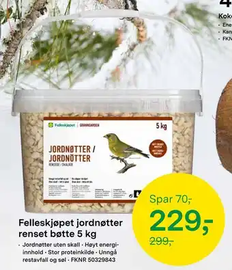 Felleskjøpet Felleskjøpet jordnøtter renset bøtte 5 kg tilbud