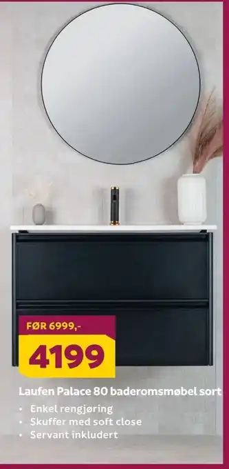 Megaflis Laufen palace 80 baderomsmøbel sort tilbud