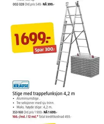 Jula Stige med trappefunksjon 4,2 m tilbud